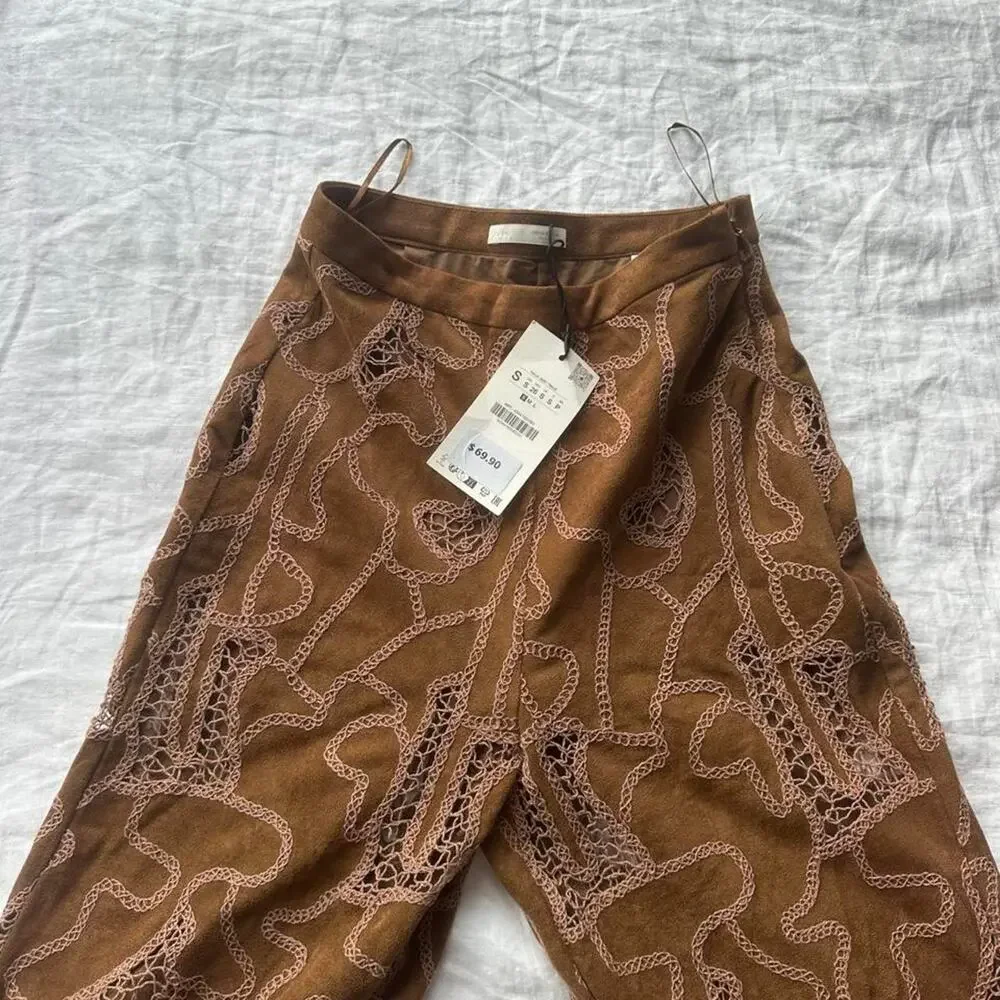 Zara brown pants with beige